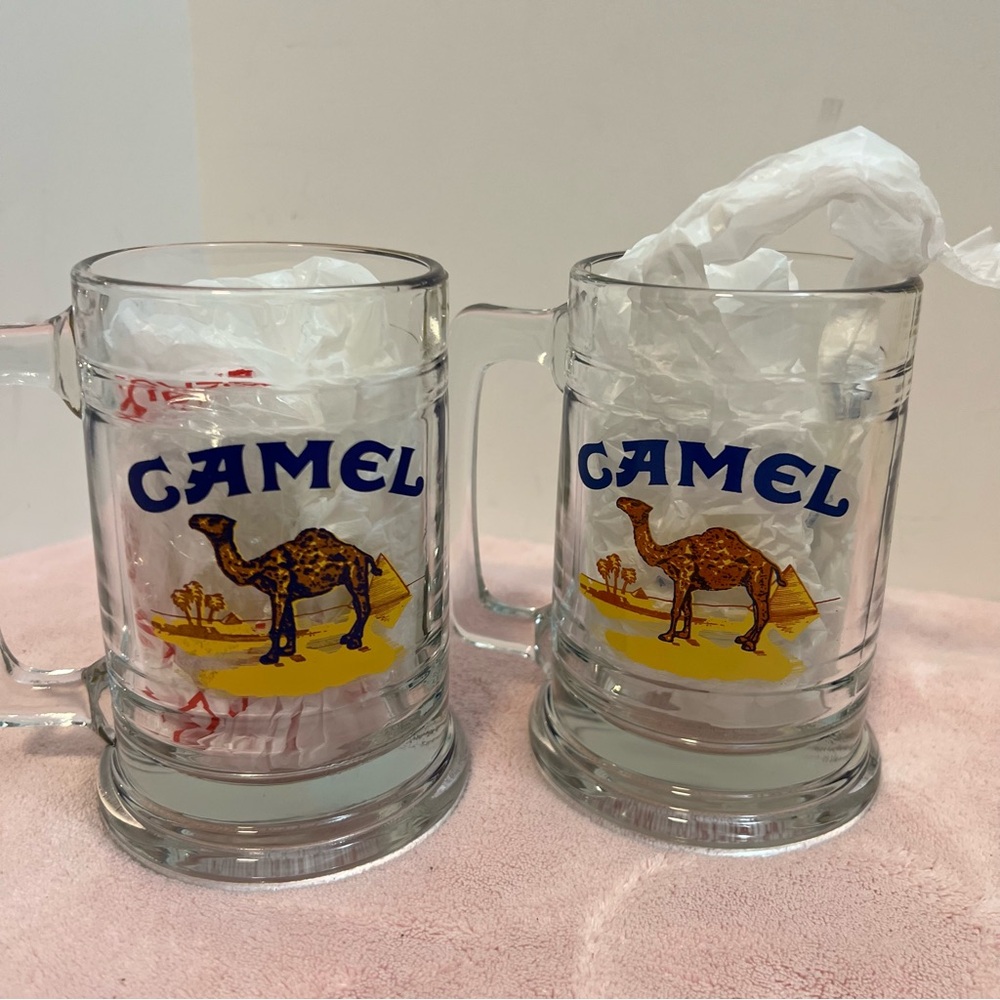 Vintage Joe Camel Glass Mugs Summer of 86 Set of 2